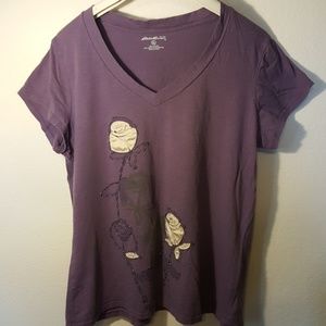 Cotton T with Satin Roses and Beaded Trim